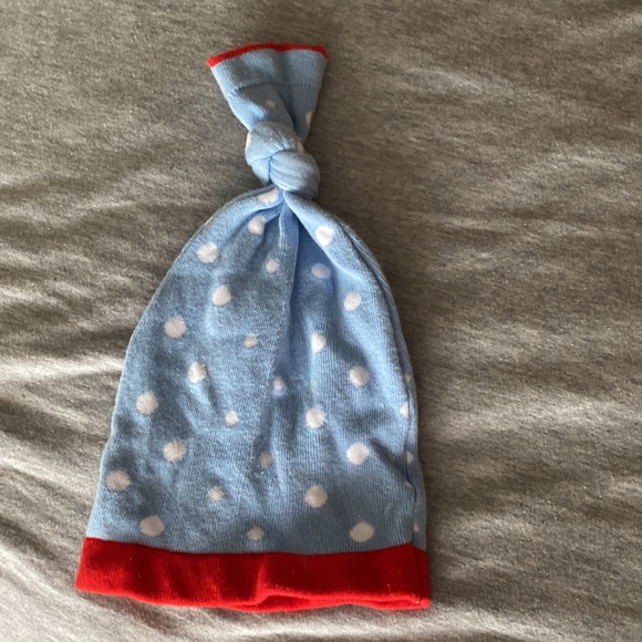 Blue and Red Polka Dot Hat for Baby - Picture 2 of 3